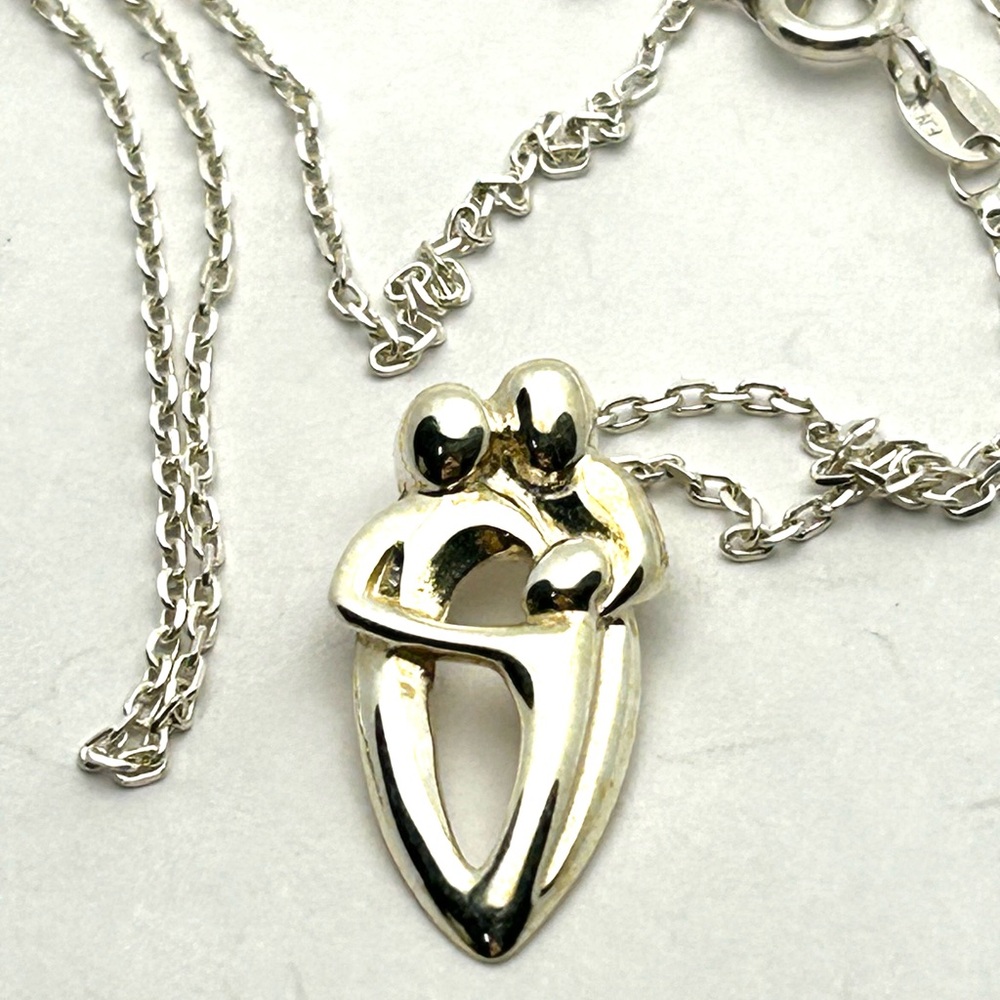 Silver Parents and Child Necklace- FNA Italy 925